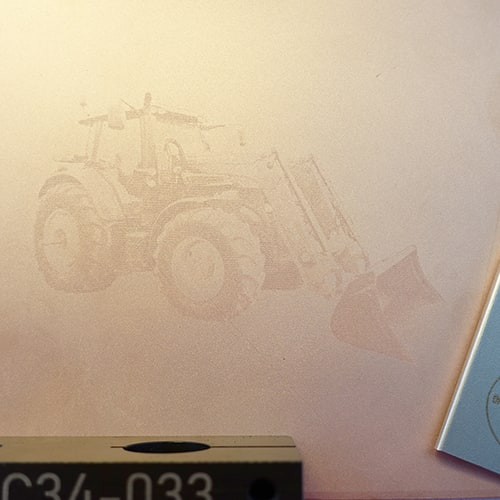 Laser Engraved Tractor, Part Number, and Name Plate